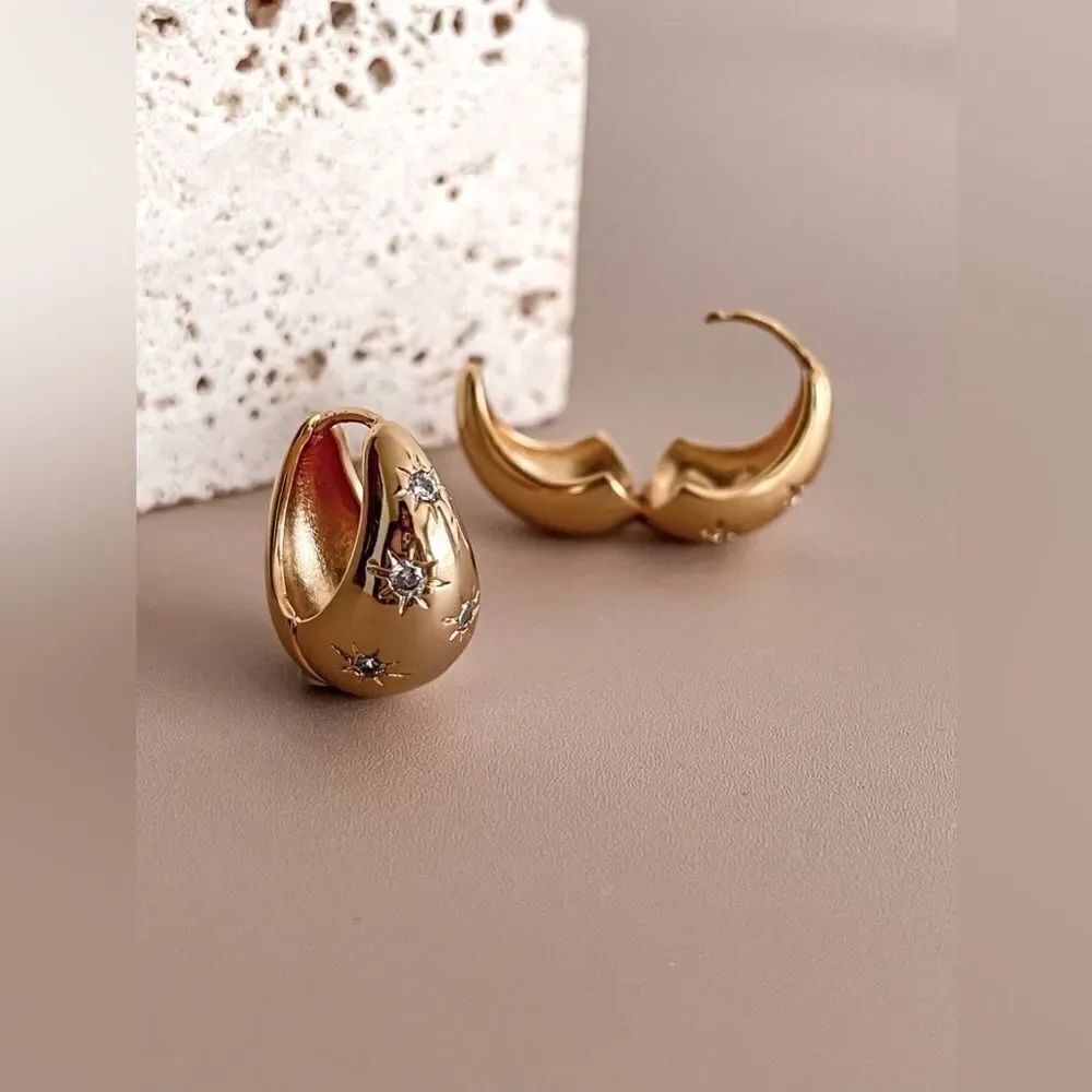 diamond hoop earrings A134 - Picture 3 of 7
